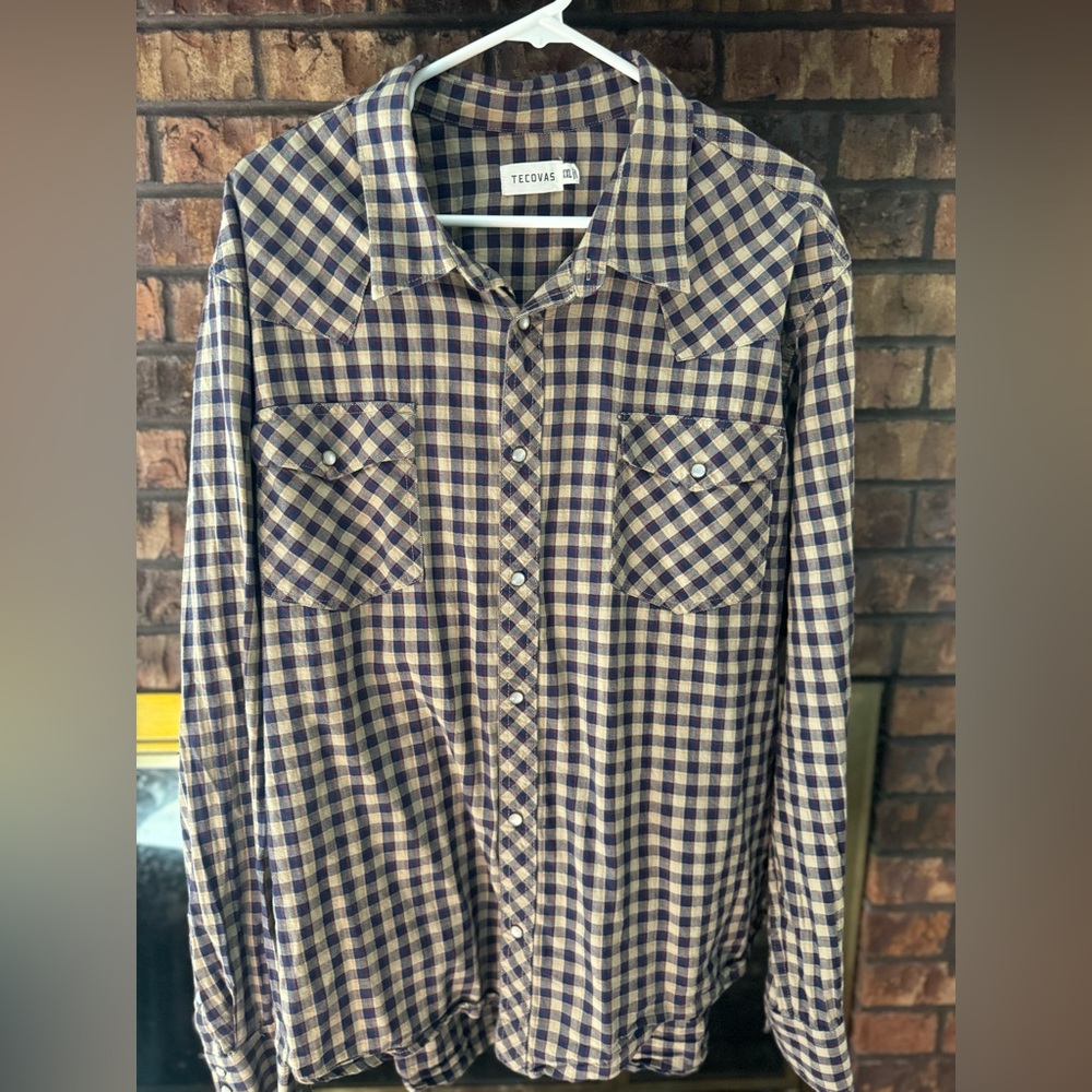 Tecovas men’s checkered pearl snap